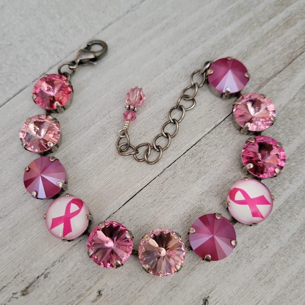 Austrian Crystal Bracelet in Antique Silver